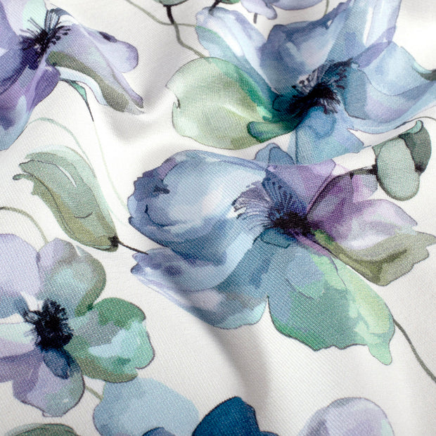 French Terry GOTS organic fabric Flowers Off White