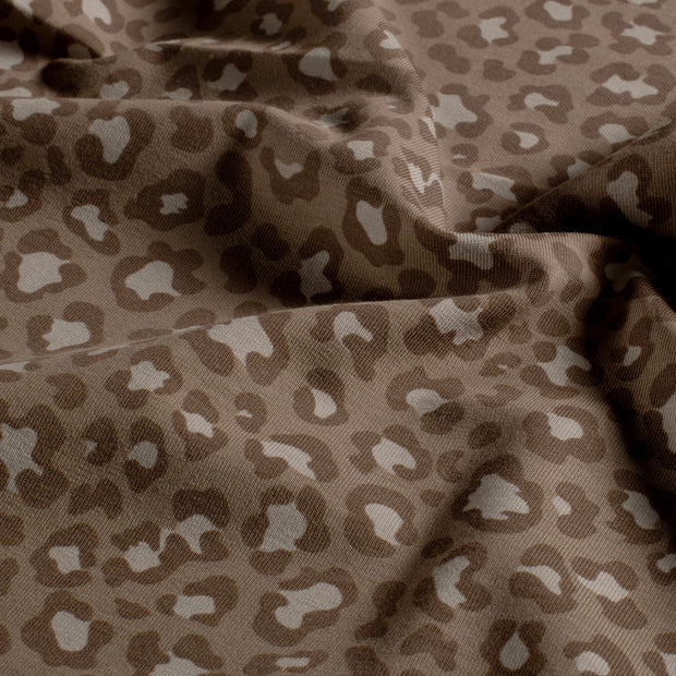 Jersey fabric Leopards Camel