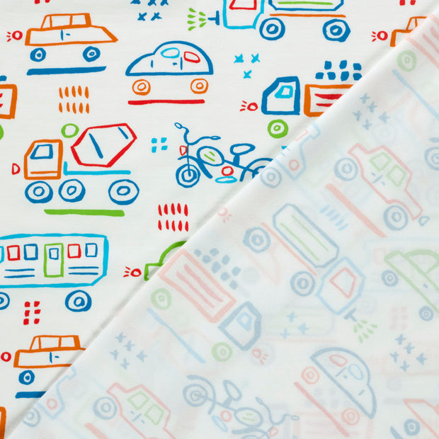 Jersey fabric Vehicles printed 