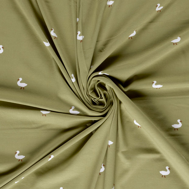 Jersey fabric Olive Green printed 