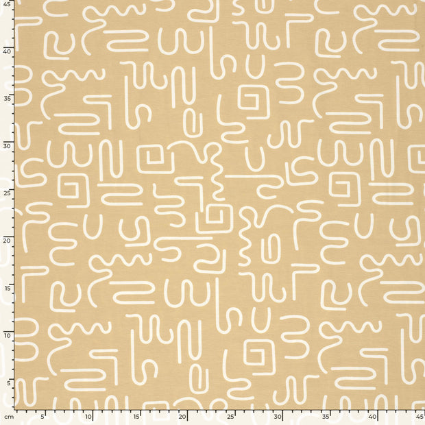 Cotton Jersey fabric Abstract Beige