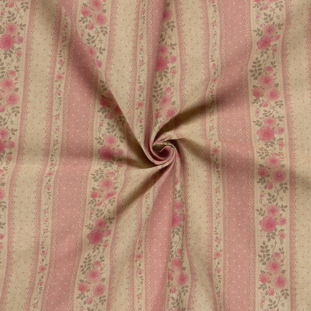 Aspecto lino tela Rosa claro estampación digital 