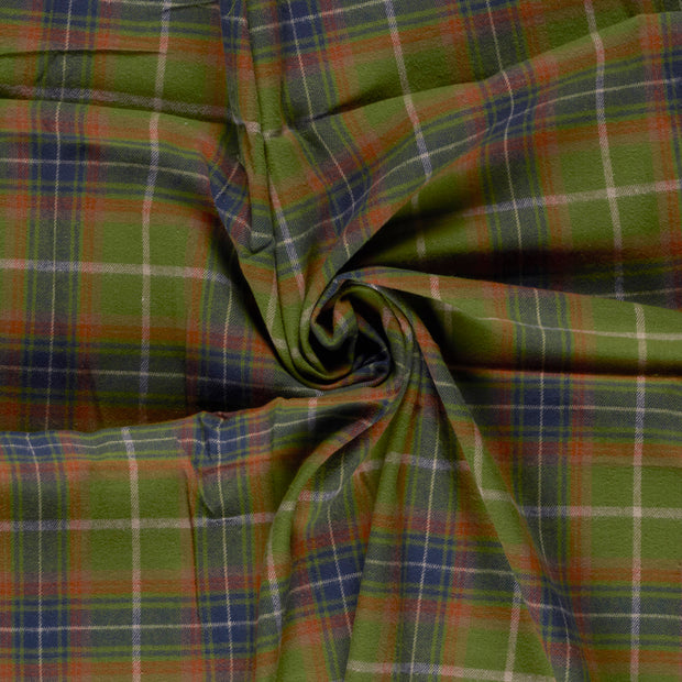 Flanelle tissu Vert kaki brossé 