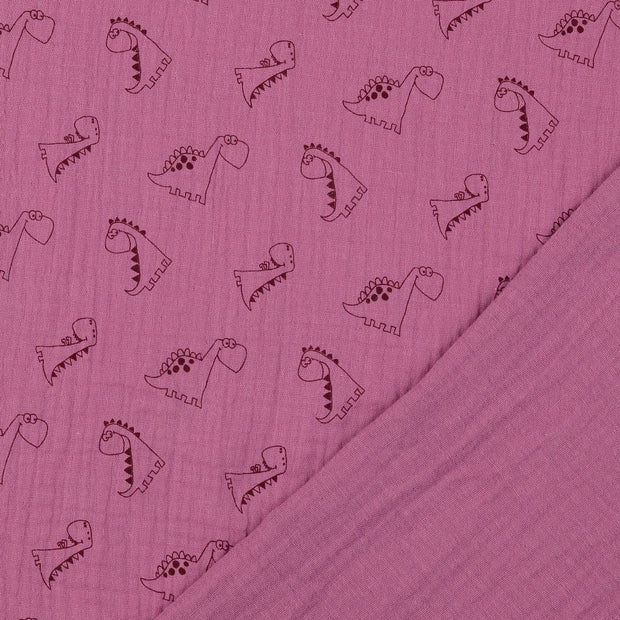 Muslin fabric Dinosaurs printed 