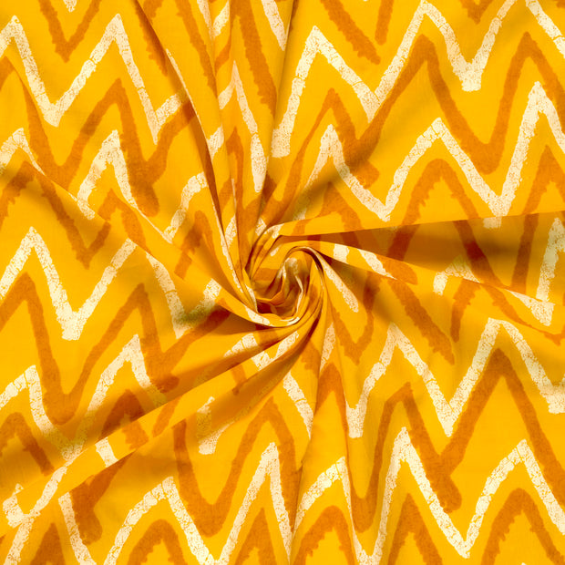 Voile tissu Jaune imprimé 