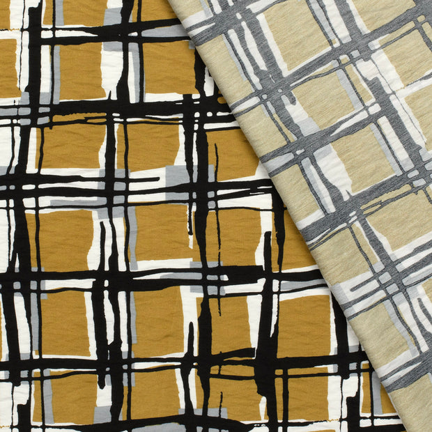 Viscose Nylon Crepe fabric Checks printed 
