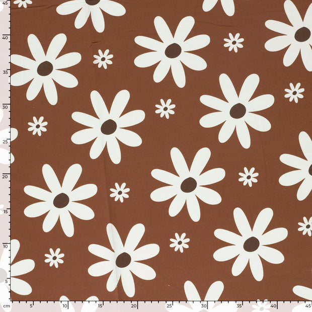 French Terry fabric Flowers Old Pink