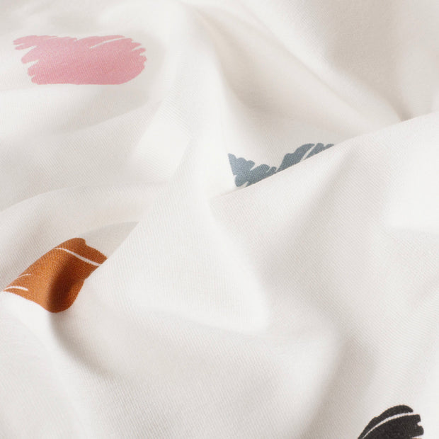 French Terry fabric Hearts Off White
