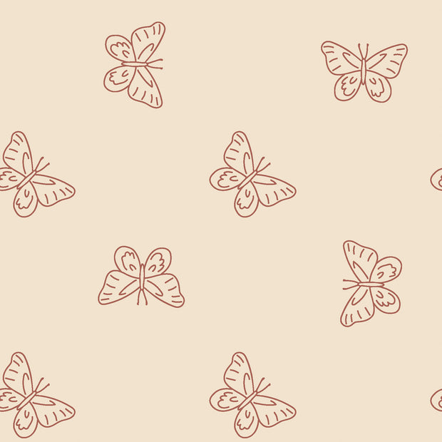 Jersey fabric Butterflies Beige