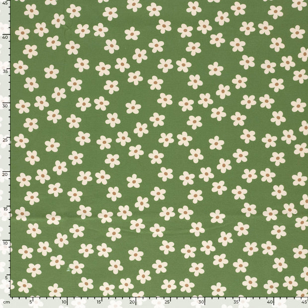  tissu fleurs Vert Olive