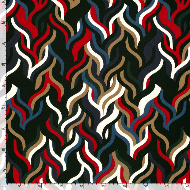 Viscose Twill stof Abstract Staalblauw