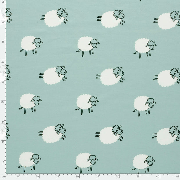 French Terry fabrik Schafe Babyblau