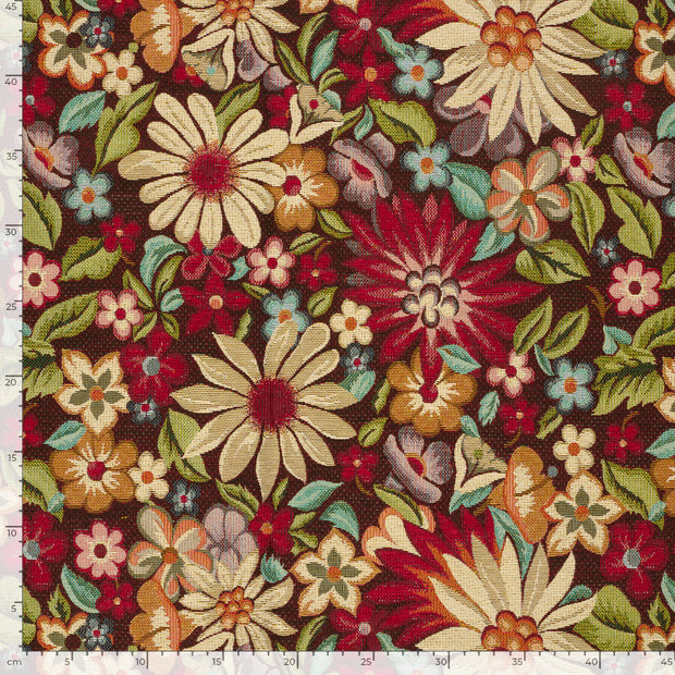 Gobelin stof Bloemen Rood
