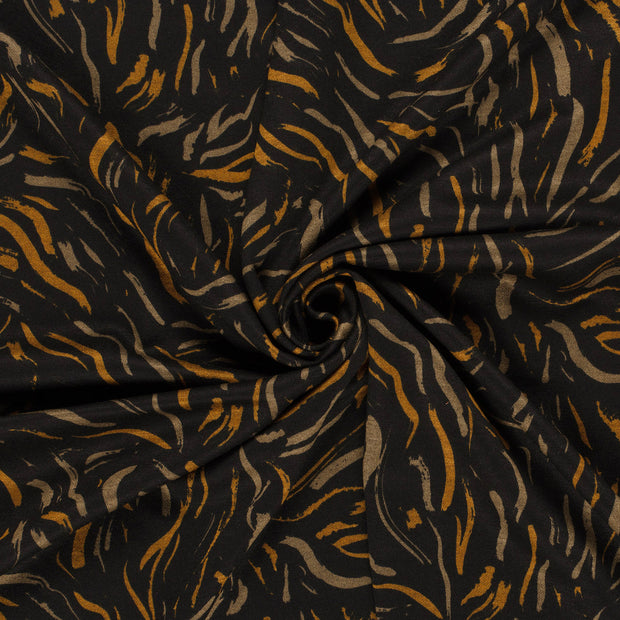 Poly Viscose Jersey fabric Oker discharge printed 