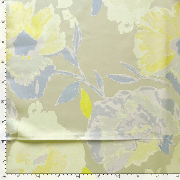 Jacquard fabric Flowers Lime Green