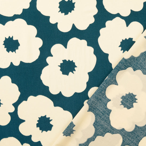 Viscose Poplin fabric Petrol printed 