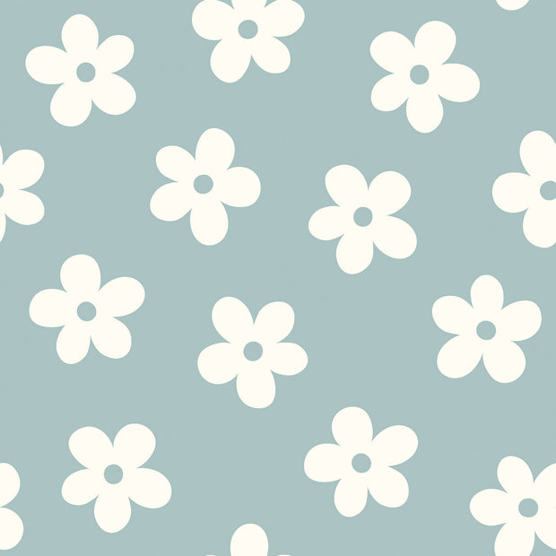 Jersey fabrik Blumen Babyblau