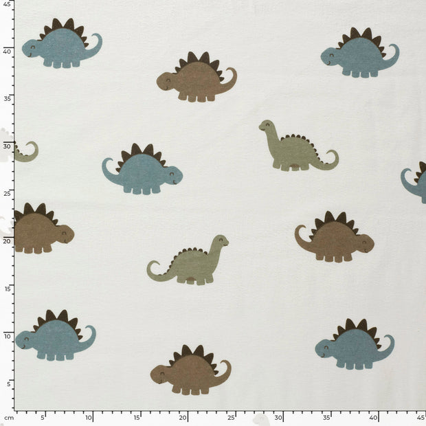 Flannel fabric Dinosaurs Off White