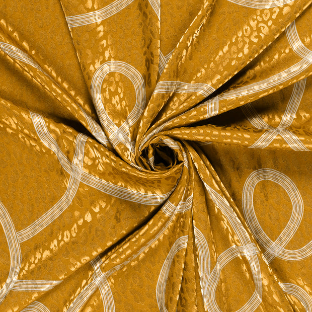 Satin Jacquard fabrik Ocker bedruckt 