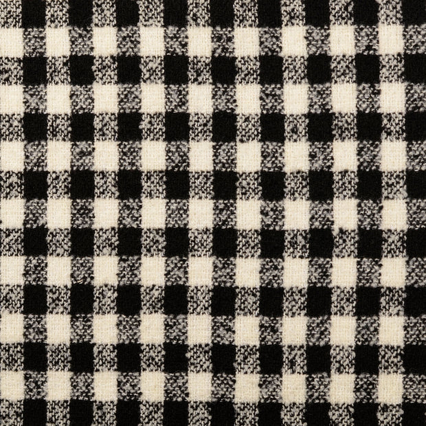 Wool Boucle fabric Checks Black