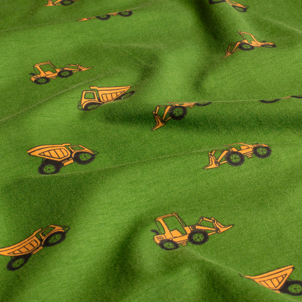 Cotton Jersey fabric Tractors Khaki Green