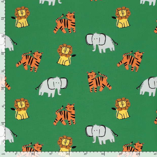 Cotton Jersey fabric Tigers Green