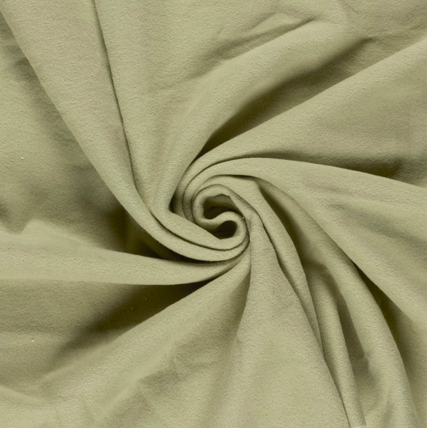 Cotton Fleece fabric Olive Green brushed 