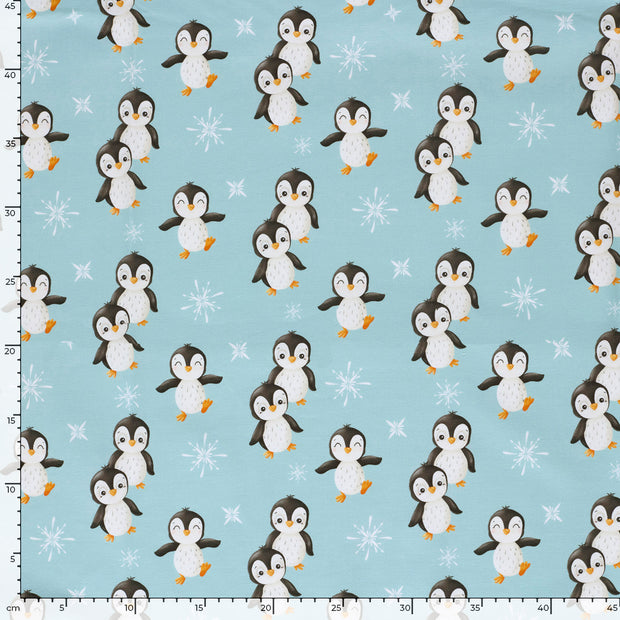  tissu Pingouins Bleu Ciel