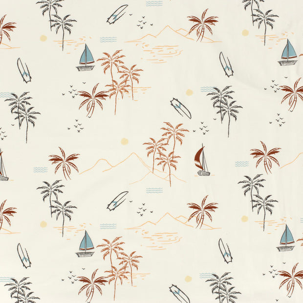 Jersey de Coton tissu Blanc cassé doux 