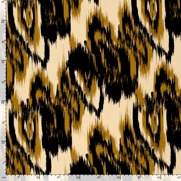 Viscose Poplin stof Bladeren Zwart
