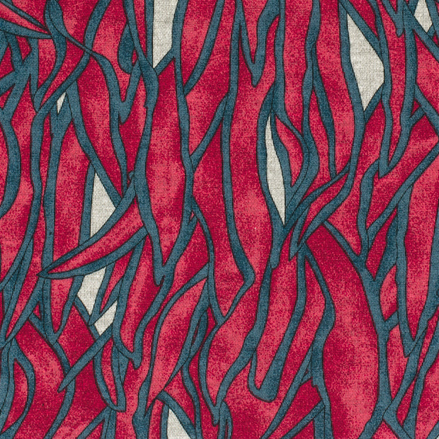 Poly Viscose Jersey fabric Abstract Dark Red