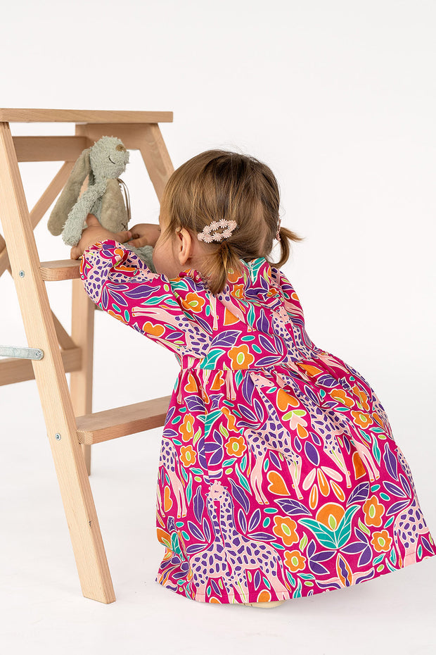 Cotton Poplin fabric Giraffes Pink