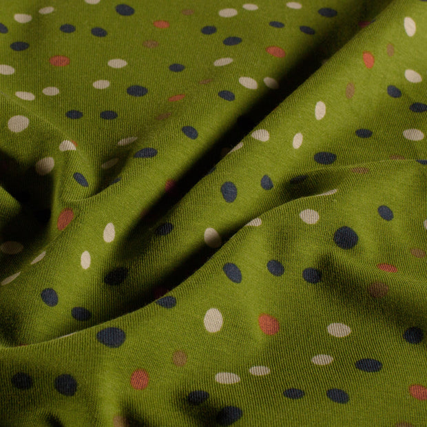 Jersey fabric Dots Green