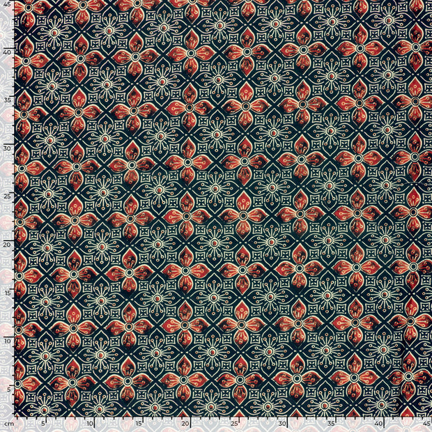 Voile fabric Flowers Indigo