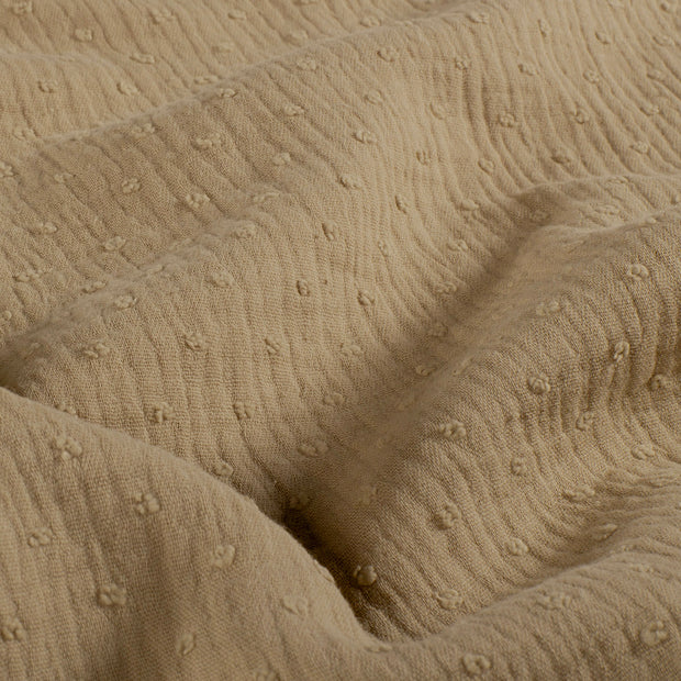 Double gaze tissu pois Camel