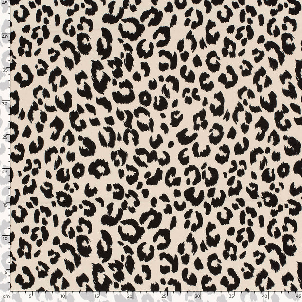 Sergé Extensible tissu léopards Beige