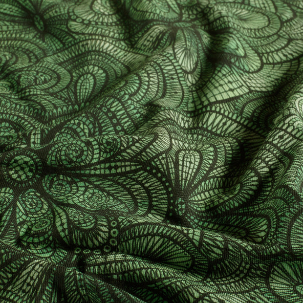 Jersey fabric Flowers Green