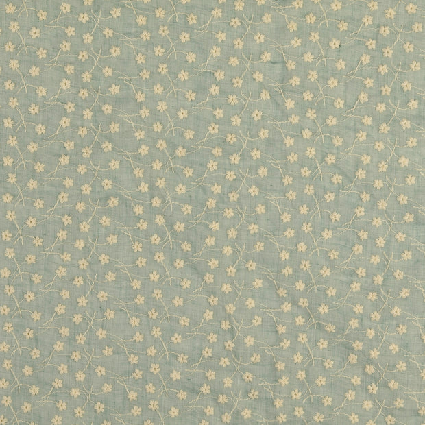 Dentelle tissu fleurs Menthe foncée
