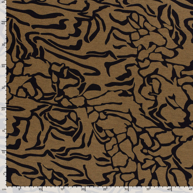 Poly Viscose Jersey fabric Abstract Camel
