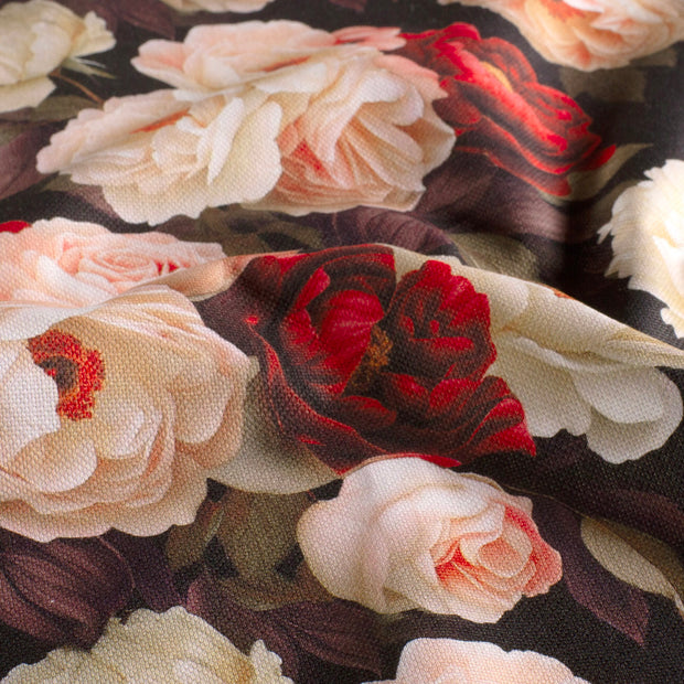 Panama stof Bloemen Zwart