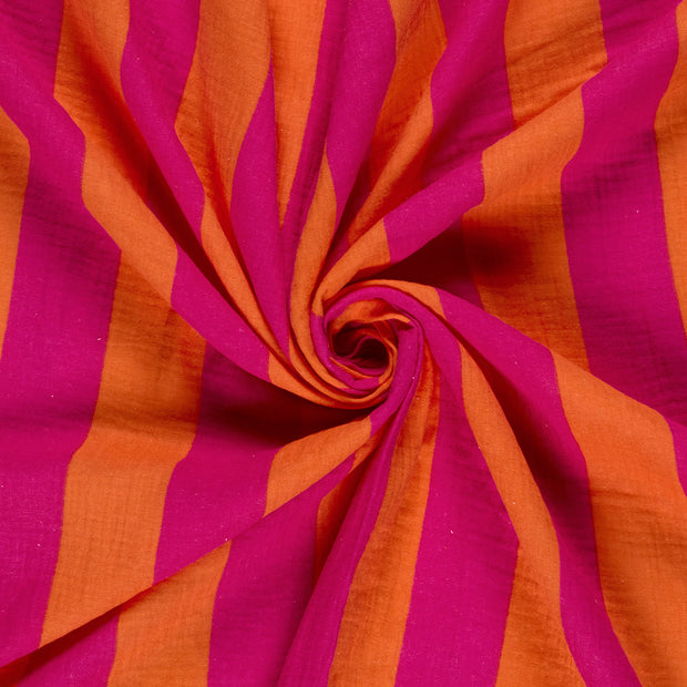 Muselina tela Naranja estampado 