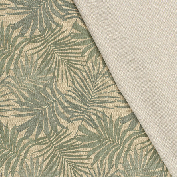 Linen Look fabric Leaves digital printed 