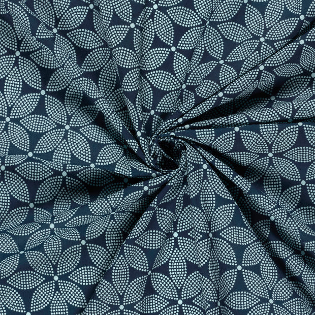 Voile fabrik Indigoblau bedruckt 