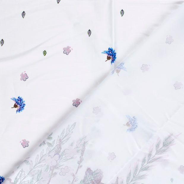 Cotton Satin fabric Flowers digital printed 