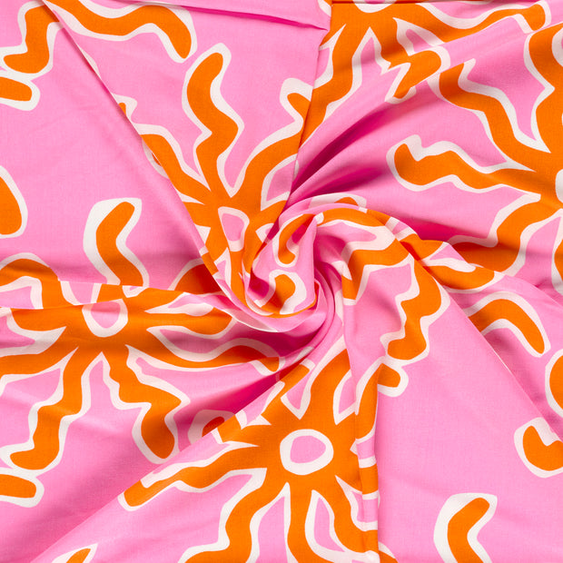 Bamboo Poplin fabric Orange printed 