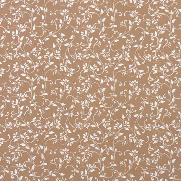 Katoen Poplin stof Bloemen Beige