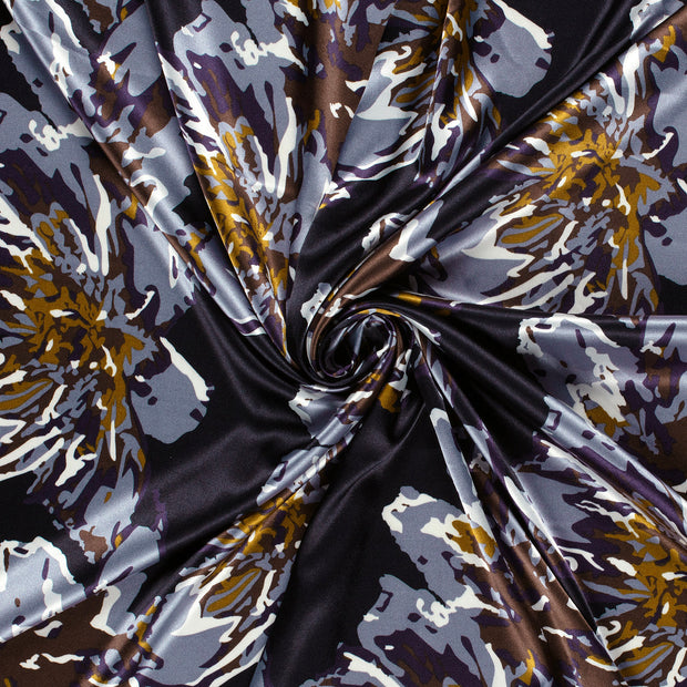 Satin fabric Navy printed 