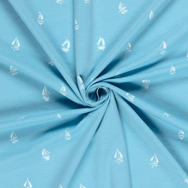 Algodón Jerséis tela Azul bebé estampado 