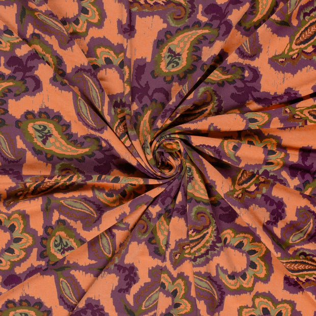 Viscose Vortex Jersey fabric Coral printed 