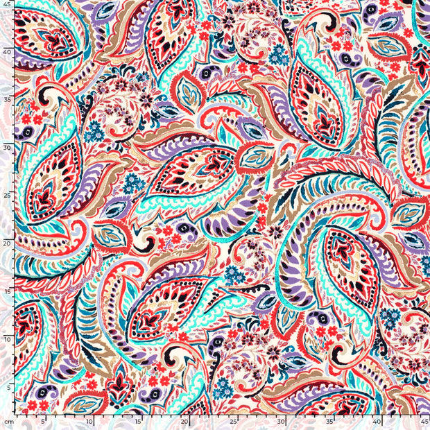 Twill Stretch fabrik Paisley Petrol